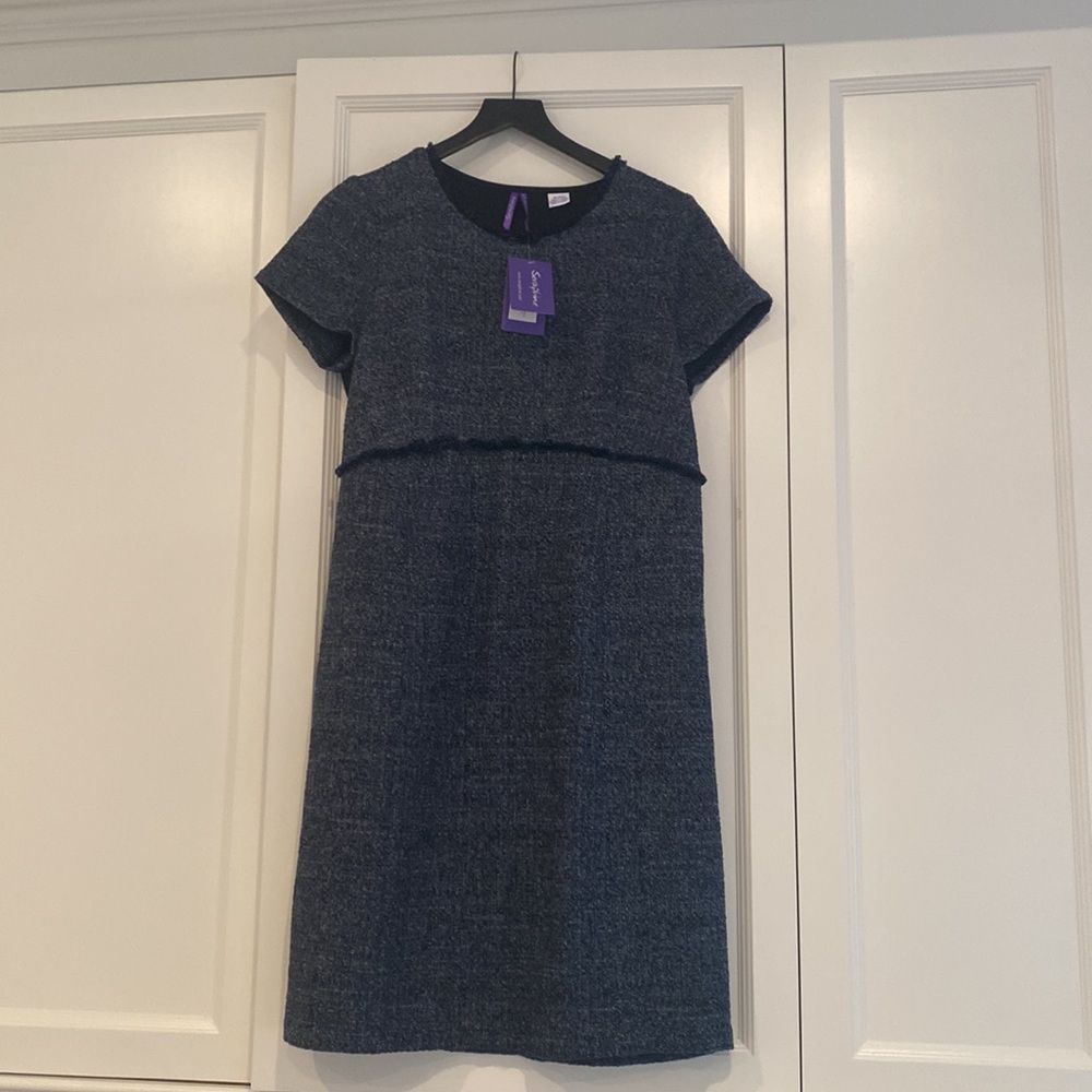 Seraphine Navy Blue Boucle Maternity Shift Dress, Size 8, New with Tags